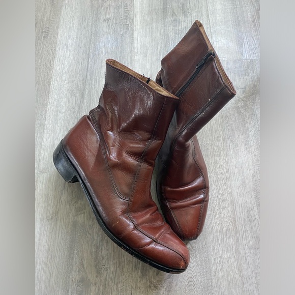 Vintage Men’s Rustic Brown Western Chelsea Leather boot size 9.5 - Picture 2 of 10